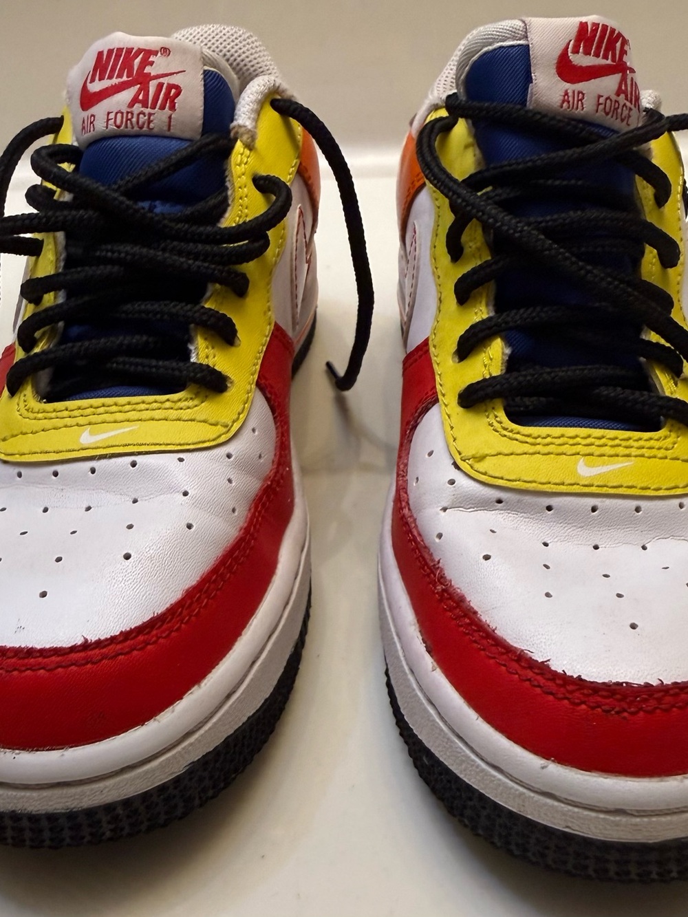 Nike Kids Air Force 1 Low — White/Red/Yellow/Blue/Black